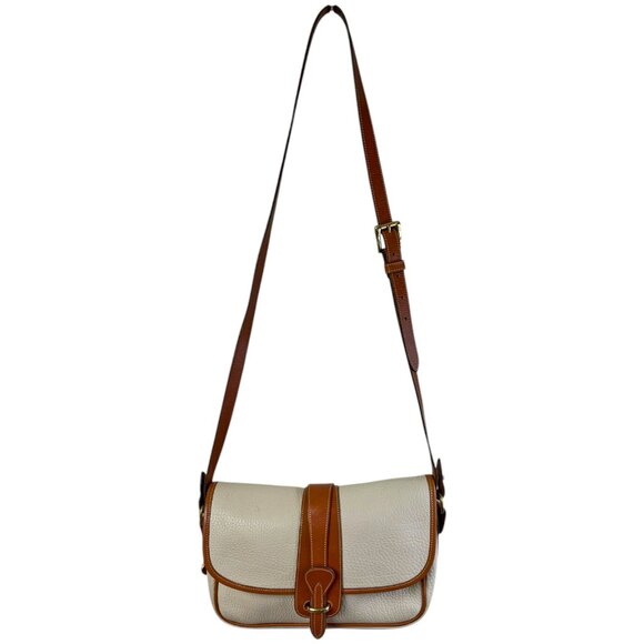 Vintage Dooney & Bourke Cream British Tan AWL Equestrian Crossbody Saddle Bag - Picture 13 of 14